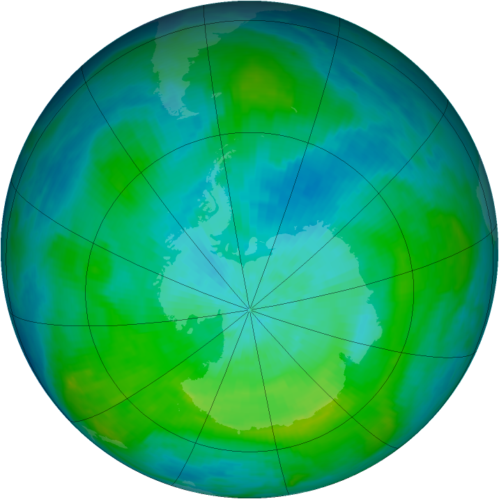 Antarctic ozone map for 03 March 1983